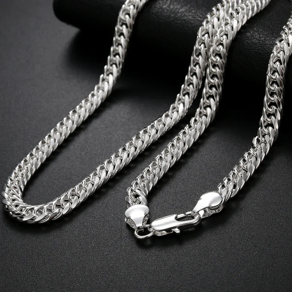 Hochwertige 6MM Breite Kette aus 925 Sterling Silber Halsketten für Damen und Herren Charm Mode Schmuck Hochzeit Party Urlaub Geschenk 45-60cm