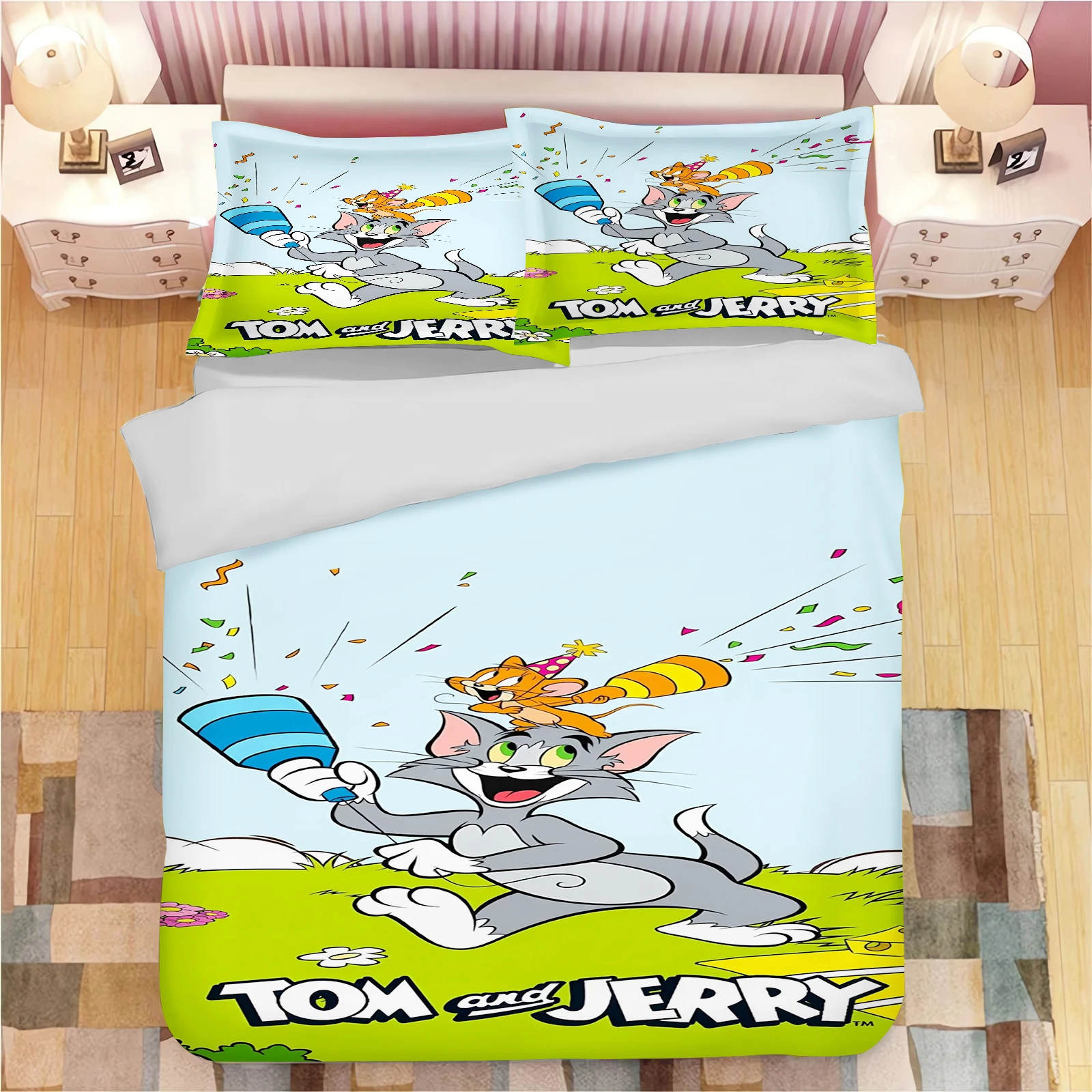 

Tom and Jerry Duvet Cover Set Comforter Bedding 3d Children'S Bedding Set 3-Piece 1 Quilt Cover King Size