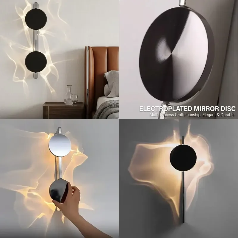 for Creative Rotatable Double  Lamp Water Wave Ripple Effect Simple Wall Light Living Room Bedroom Bedside Atmosphere