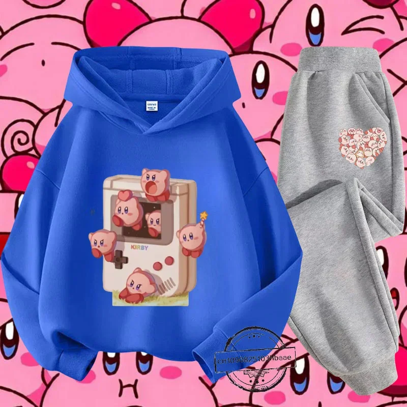 Kirby new girls kids hoodie set Autumn and Winter Long sleeve Harajuku fashion Nintendo cartoon anime printed sweatshirt casual