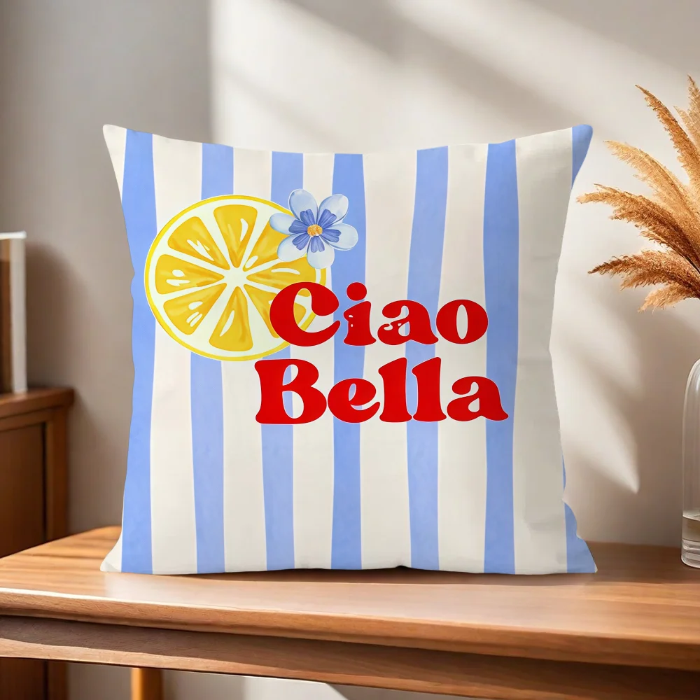Ciao Bella Kissenbezug für Zuhause, Sofa, Wohnzimmer, Büro, Café, Auto – Detail 4