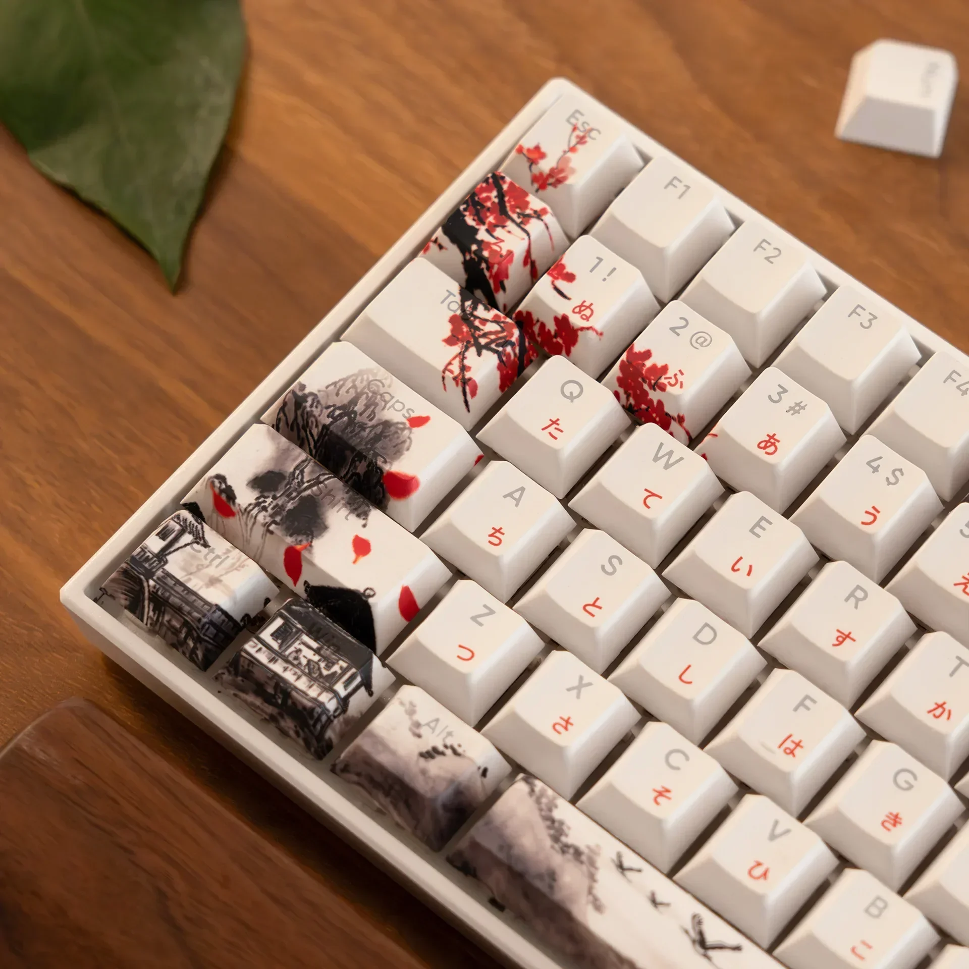 Tinta Dan cuci keyboard antik PBT huruf asli karakter tembus cahaya keycap teks Jepang