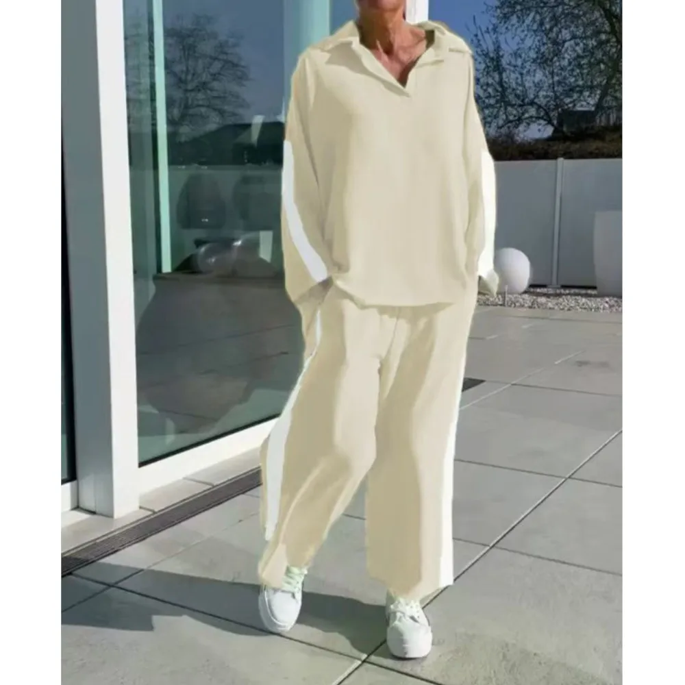 Лето 2023, повседневные костюмы, горячая распродажа, новый женский модный модный спортивный костюм с лацканами, топ с длинными рукавами, повседневный комплект из двух предметов