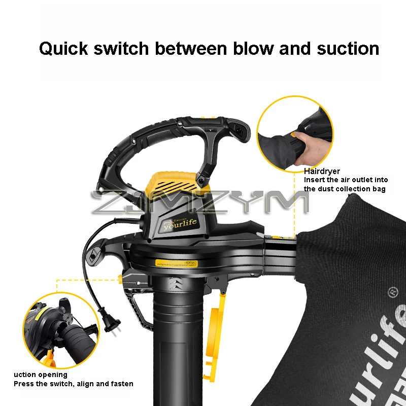 3800W High Power Yard Blower Leaf Sweeper Leaf Crusher Blower Outdoor Blower 230-240V Dusting Vacuum Machine