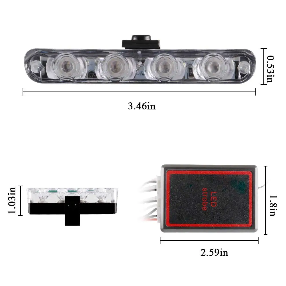 12V Police Lights Red Blue Emergency Strobe Lights 4 In1 Flash Grille Light for SUV Police Car Wireless Remote Control