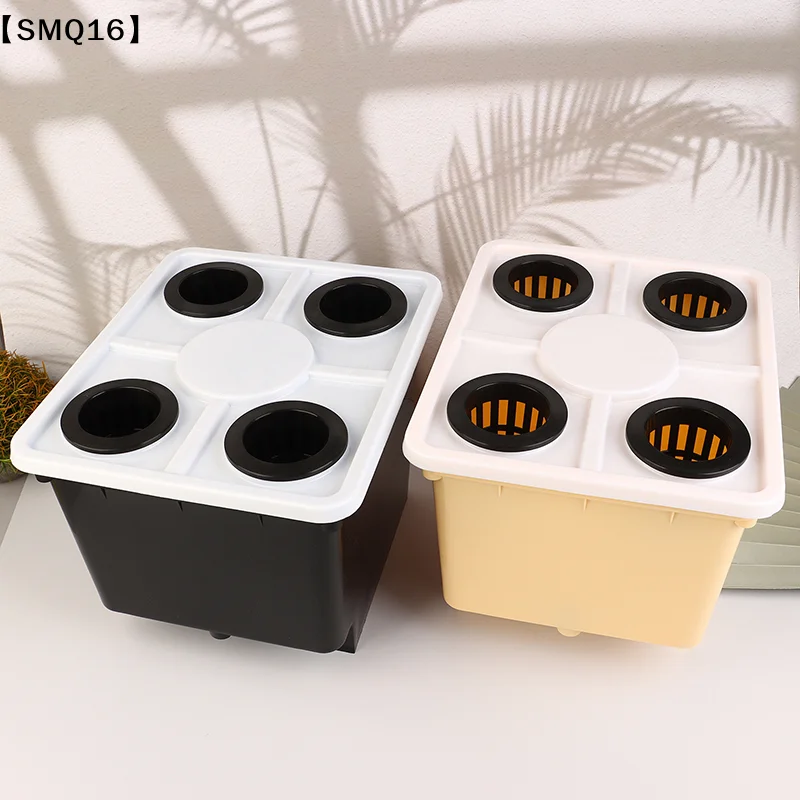 Hydroponics System Bucket With Siphon Elbows Four-Hole Cover Planting Flowerpot Soilless Culture Vegetable Nursery Bucket【SMQ】
