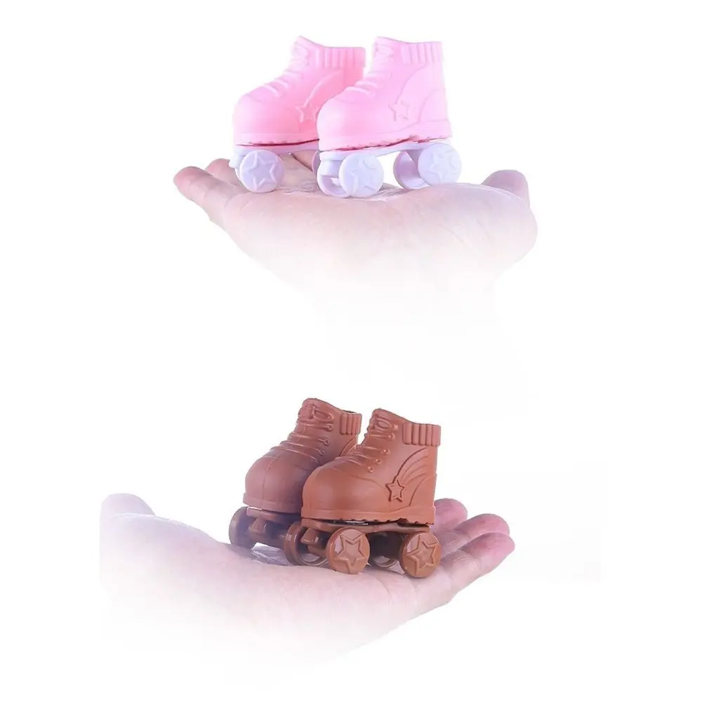 1 Pair Removable Doll Figure Roll Skates Fits Foot Soles 4x3cm PVC 1/6 Doll Skating Shoes Mini Roller Skates