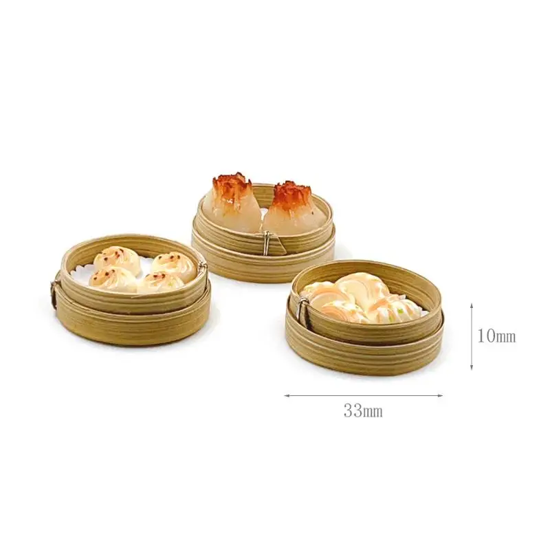 3 pçs/set 1/12 casa de bonecas simulação cesta vapor pan pão frito bolinho trigo assado modelo brinquedo em miniatura cozinha decoração brinquedo