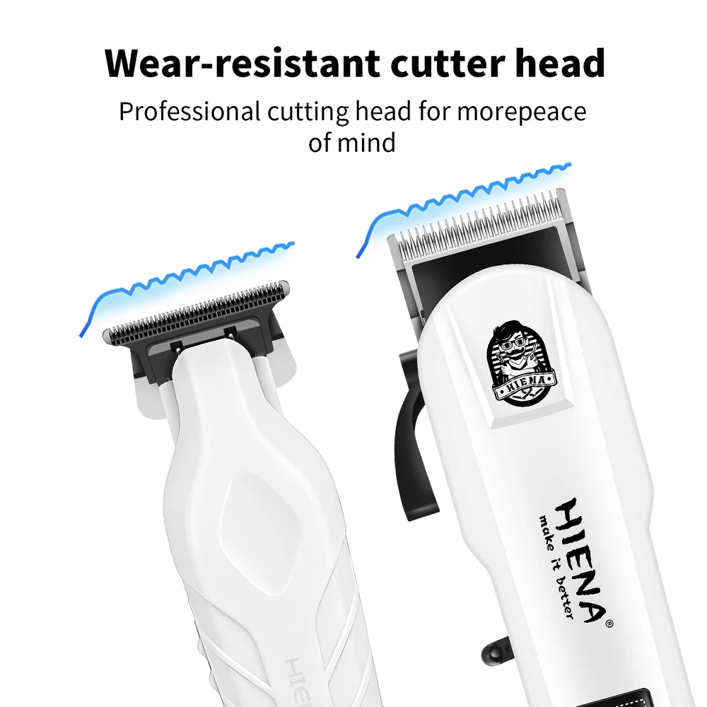HIENA 4-in-1 Hair Clipper Kit USB LCD Trimmer Shaver Nose Trimmer Men Salon Home Barber Grooming Set