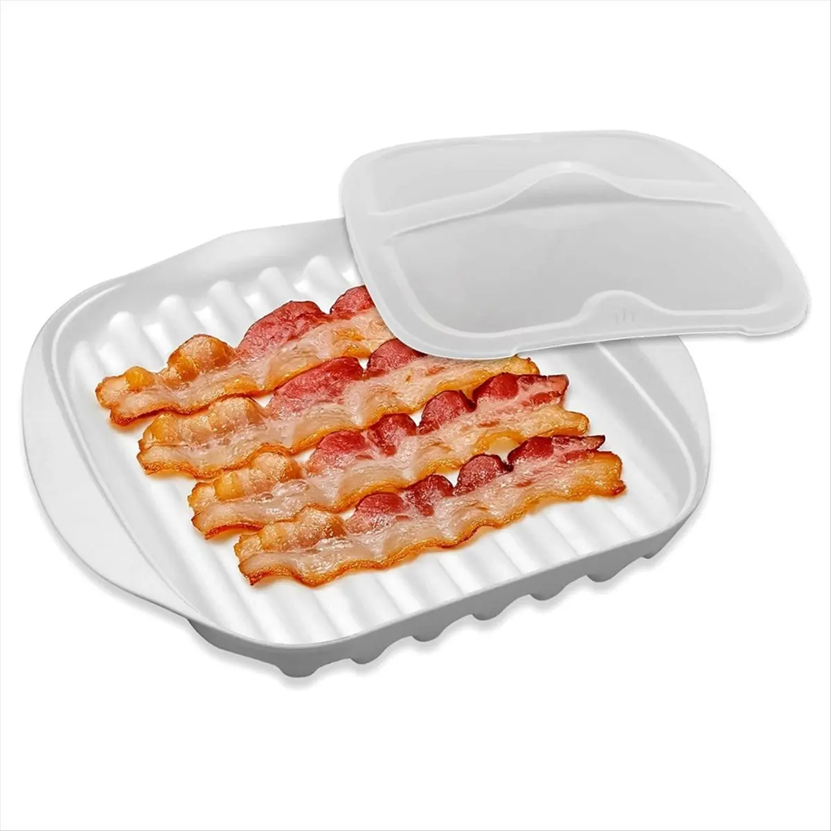ABFW Microwave Bacon Tray with Lid, Plastic Bacon Cooker for Microwave Oven, Microwave Bacon Cooker with Cover, for Bacon