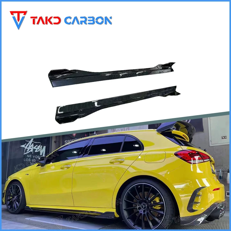 TAKD Carbon Factory Direct Hot Sale Dry Carbon Fiber Side Skirts For Mercedes BENZ AMG A35 2020- 2023