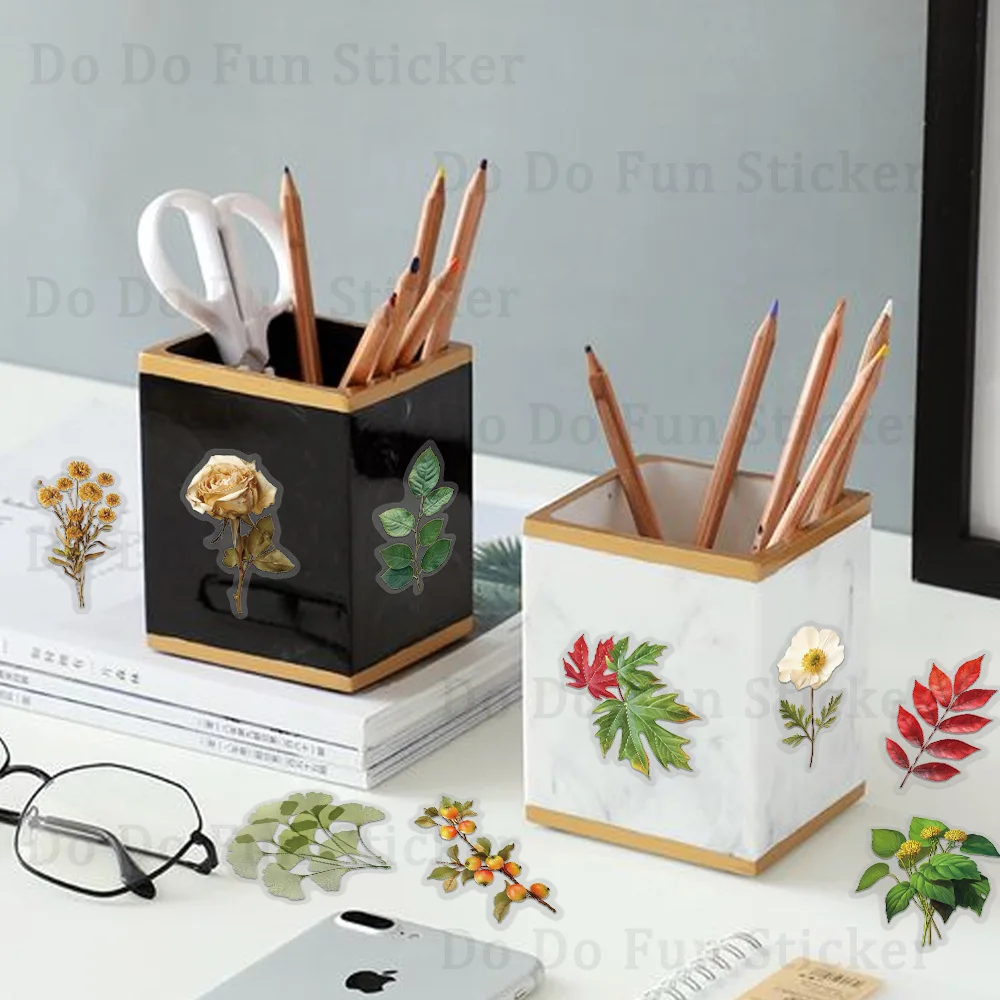 50PCS Artistic Style Forest Plant Leaf Bouquet PET Sticker Collection Gifts Decoration Scrapbook Hand Account Book Phone Case