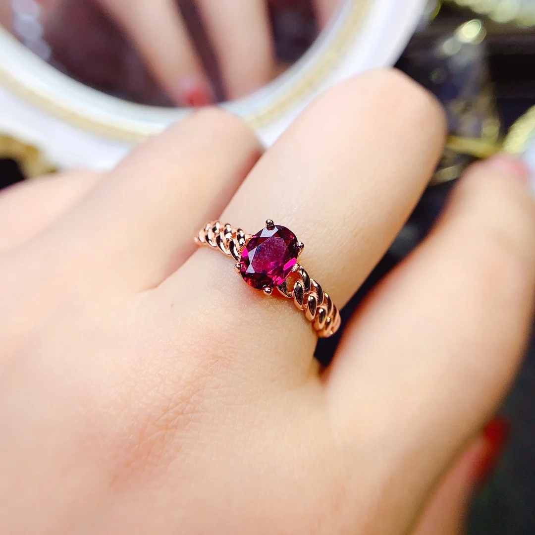 

Natural garnet ring s925 silver design lovely simple and generous ring fine jewelry sterling silver ring luxury jewelry