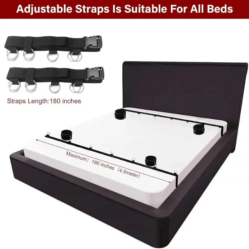 【AD】Bed Restraint Set Couple Sex Toys Bondage Handcuff Kit Adult Game Tool 18+ Erotic Tie Downs Arm Ankle Eyeblinder  Sextoy view 3