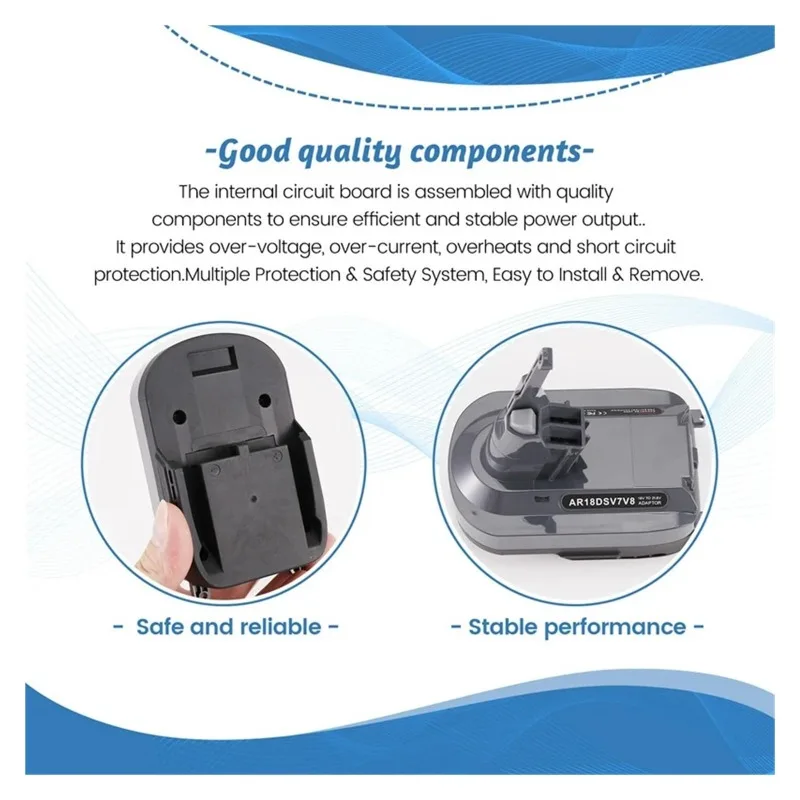 AR18DSV7V8 Battery Adapter Converter for AEG RIDGID 18V Lithium-ion Battery Converted  To for Dyson V7V8 Vacuum Cleaner​​​​​​​