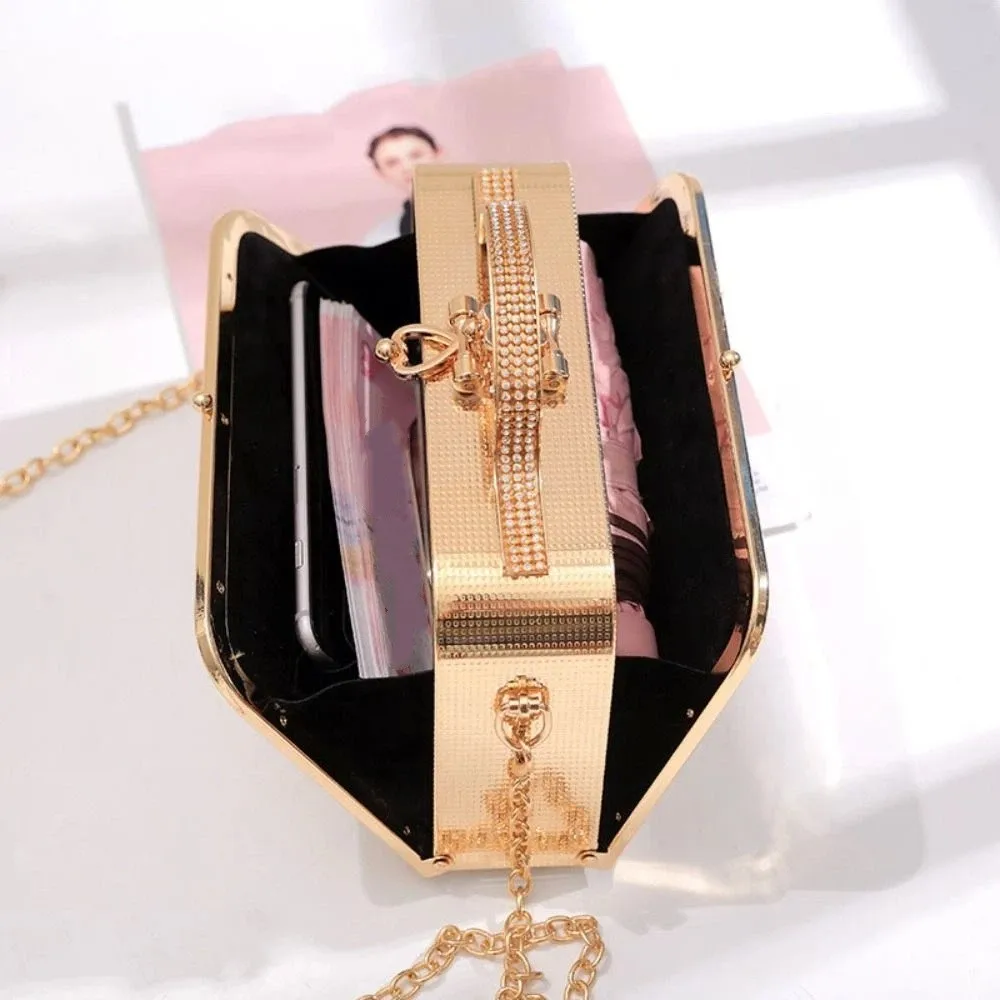 حقيبة معدنية ثلاثية الأبعاد للولائم على شكل زهرة حقيبة كتف ذات سعة كبيرة حقيبة يد هانفو متعددة الوظائف أنيقة للسيدات حقيبة صغيرة للحفلات #4