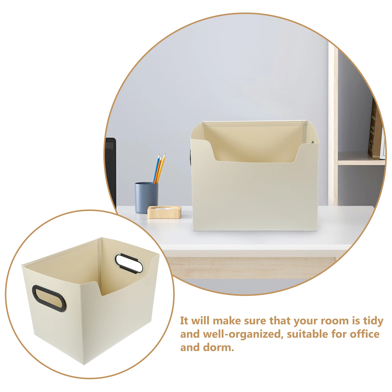 

2pcs White Small Foldable Storage Boxes Large Capacity Desk Organizer Home Use Sundries Box Plastic Container