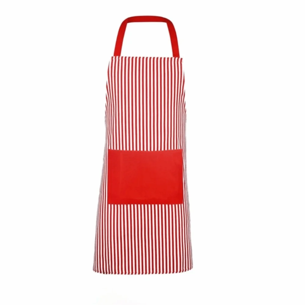 Fashion Polyester Chef Apron Striped Pattern Red and White Costume Apron Waiter Costume Set Festival Dress Up