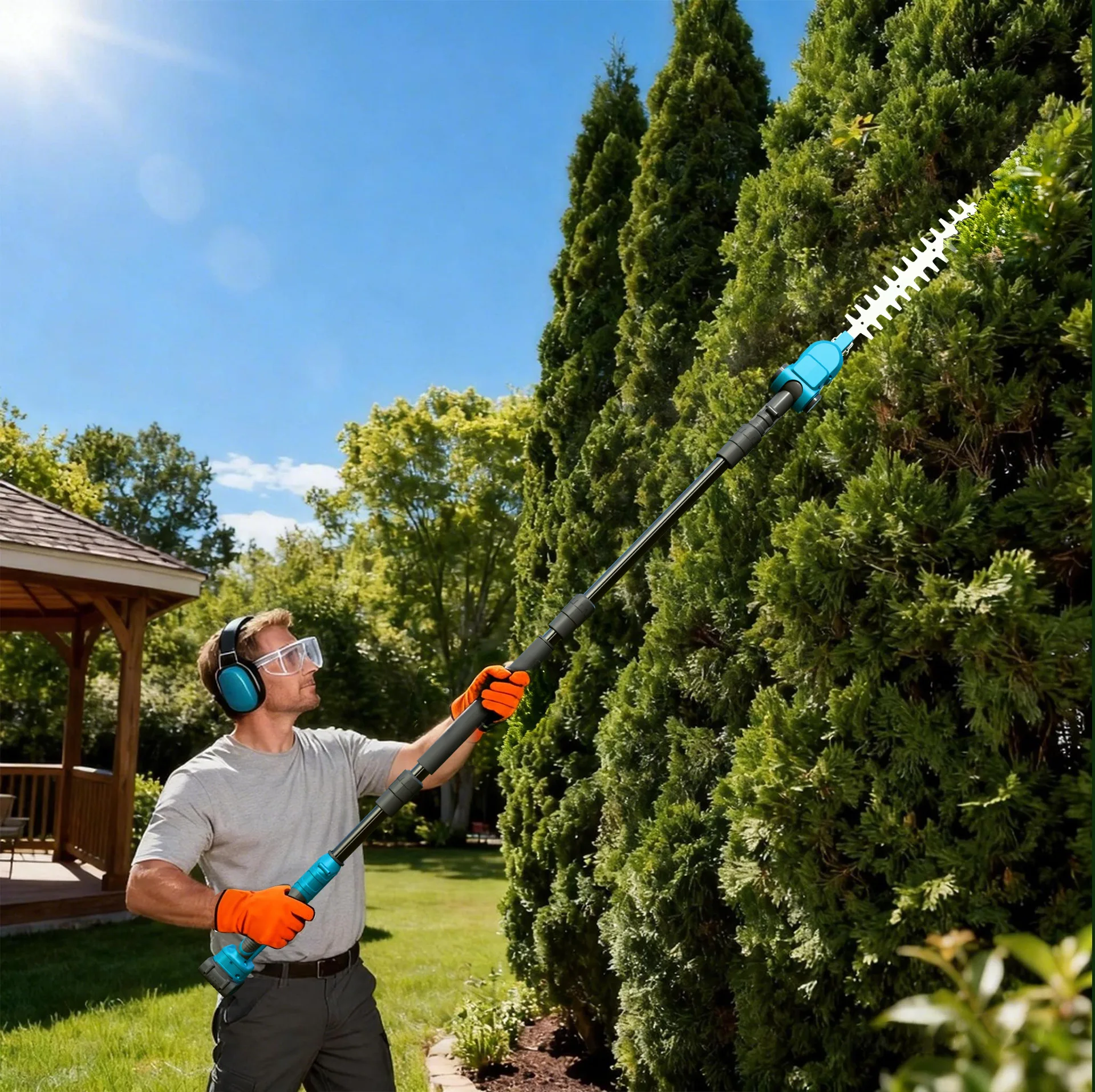 High-Branch Hedge Trimmer 4-Section 2.2m Segmented Extension Pole Used For High-Altitude Tree Branch Pruning ToolsIn Landscaping
