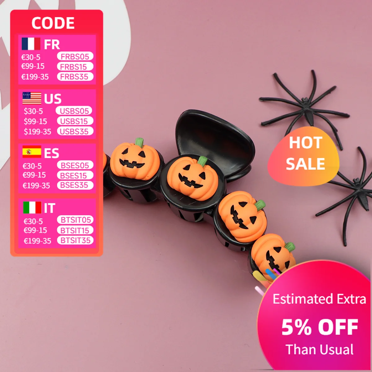 

Halloween Pumpkin Hair Claw Bat Clip Funny GhostFestival New Design Hair Accessories Kids‘s Gift Shark Claw Hair Pins and Clips