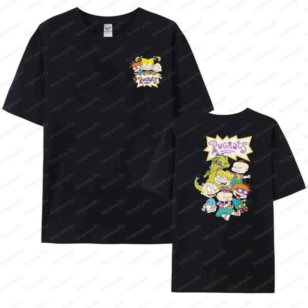 90er-Jahre-Nostalgie-T-Shirt mit Rugrats-Aufdruck für Erwachsene, kurzärmeliges Baumwoll-T-Shirt mit O-Ausschnitt, lässige Streetwear, doppelseitige grafische Mode-Tops – Detail 10
