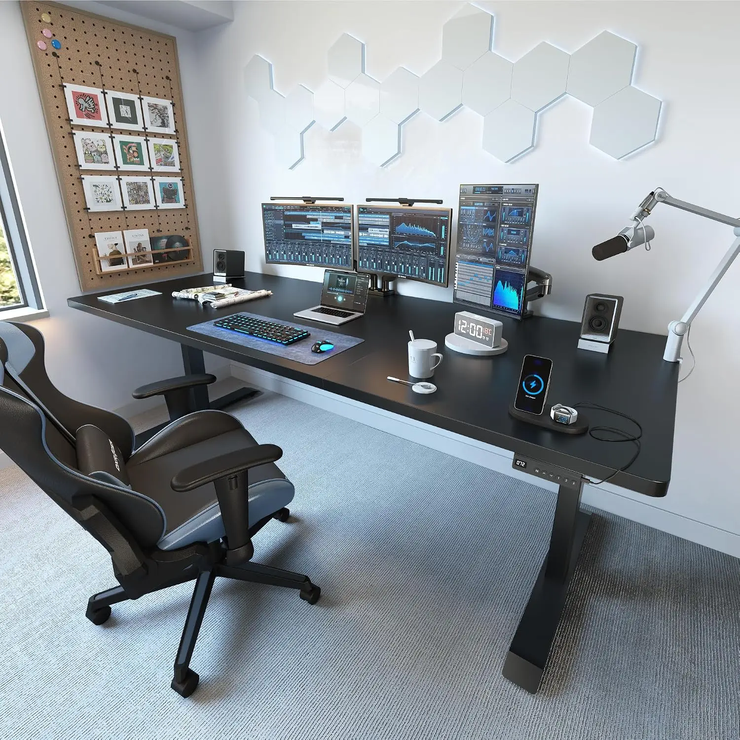71 x 37 Inch Electric Standing Desk with Integrated Dual-Beam & Cable Management, Memory Height Adjustable Computer, Customized
