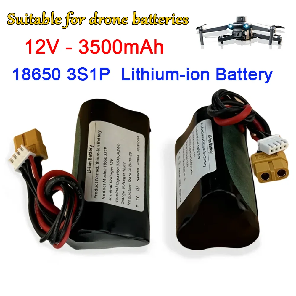 

12V 3500mAh 3S1P Li-ion Battery Pack for RC Drones Airplanes Quadrotors - Rechargeable UAV Power Cell with XH2.54-4P XT60