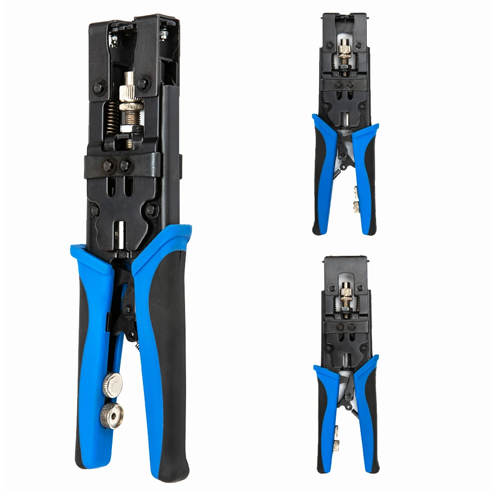 CCTV Camera Installation Tool Set Compression Pliers for F/BNC/RCA Connector RG-58/59/62/6(3C/4C/5C) Type Cable Stripper Kit