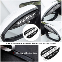 Silicone Car Rear View Mirror Rain Cover Sun Visor Rain Eyebrow Sticker For Hyundai N Logo Line Sonata Tucson Azera Elantra Kona