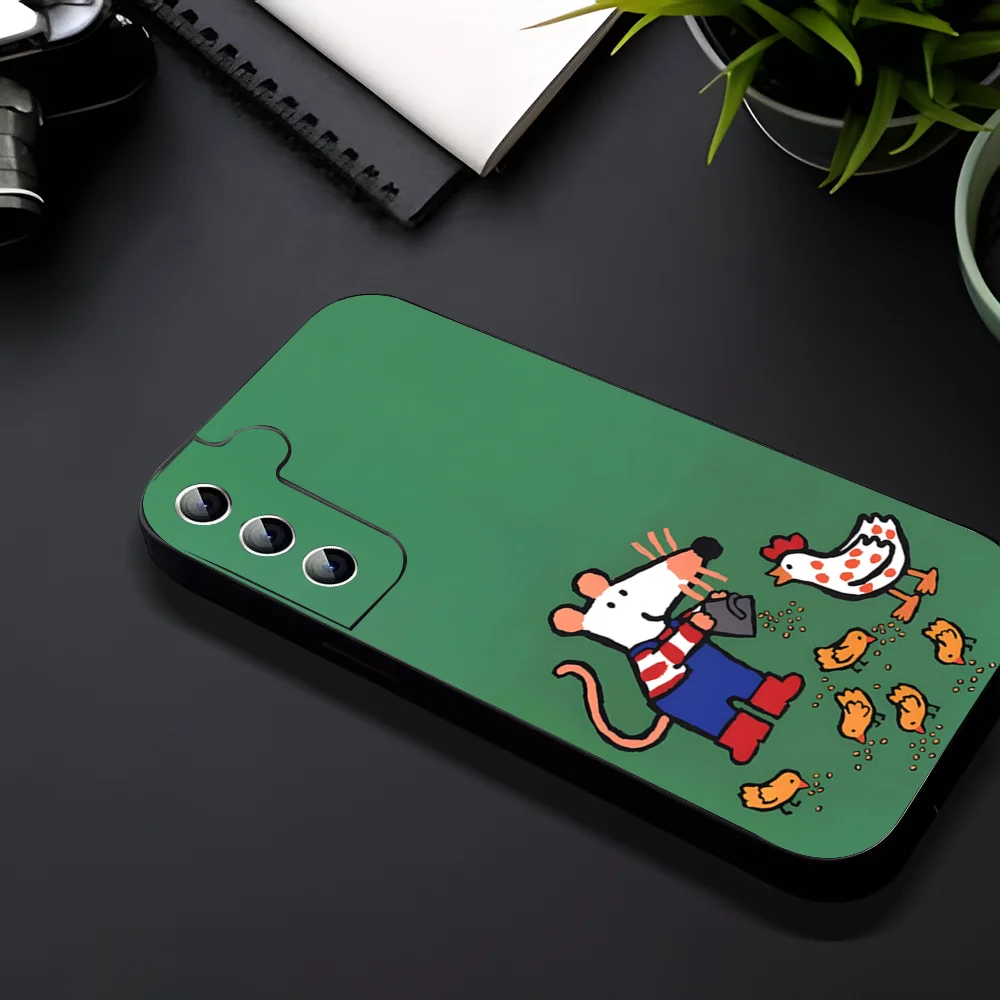 C-Cute Maisy Mouse Phone Case For Samsung Galaxy A52 A12 A51 S21 Edge S22ULTRA S23 S20LITE Plus Ultra Black Cover