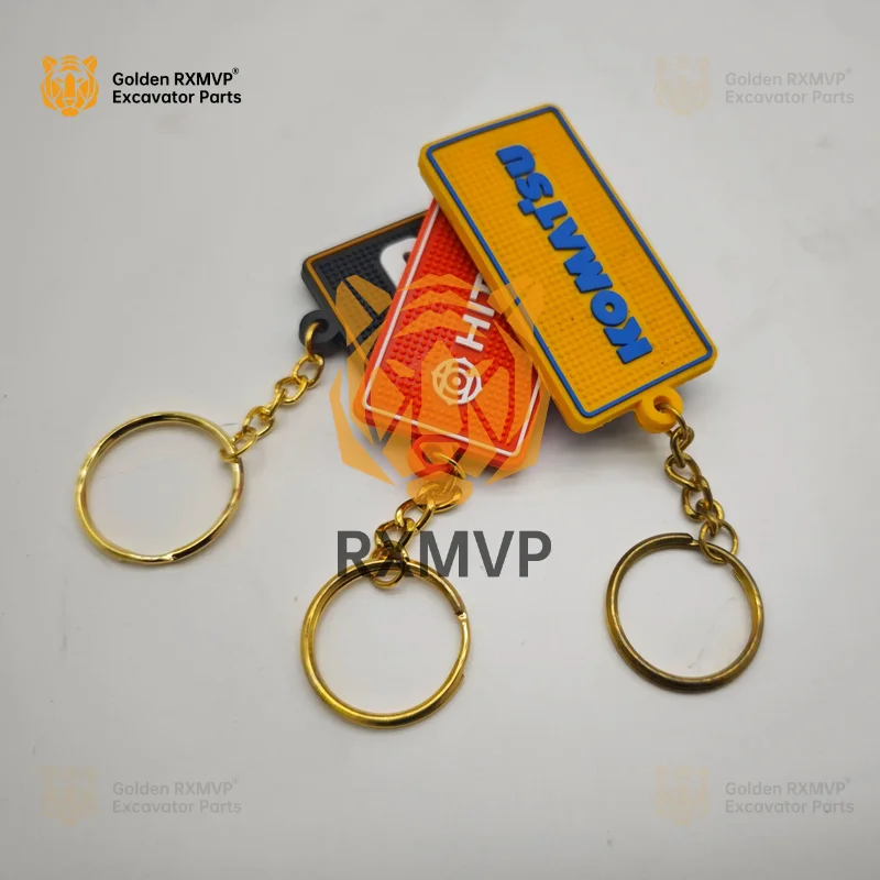 excavator Keychain key ring Hitachi caterpillara Rubber rectangular chain plate