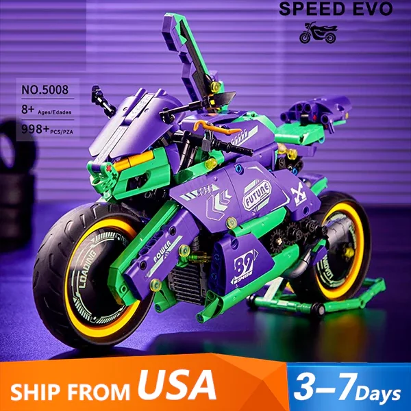 998PCS Technical Expert EVO Motorcycle Racing Car Model Building Block Set City Speed Racing Modular Brick Toys Gifts For Kids