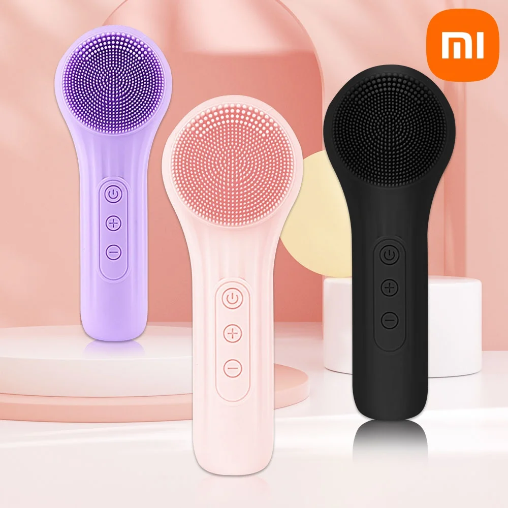 Xiaomi Sonic Silicone Facial Brush Cleaner Exfoliating Vibrating Roller Massage Pore Deep Clean Waterproof Rechargeable Scrubber