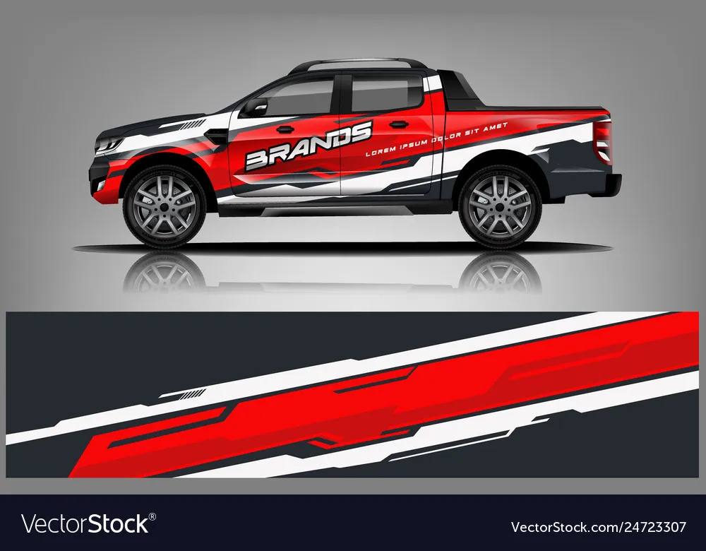 Make Old Pickup Car Full Wrap Sticker Car Decal Decorative Cut Body Racing Graphic Decal Vinyl Wrap Modern Design Red Retro