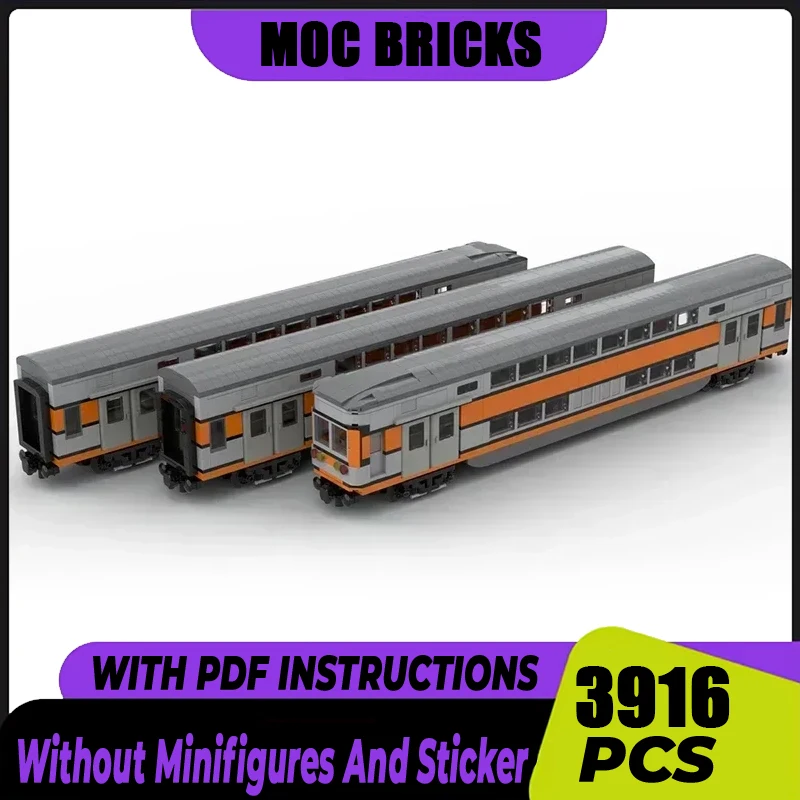 City Vehicle Model Moc Building Bricks Train Wagon Rame VB2N SNCF Technology Blocks Gifts Christmas Toys DIY Sets Assembly