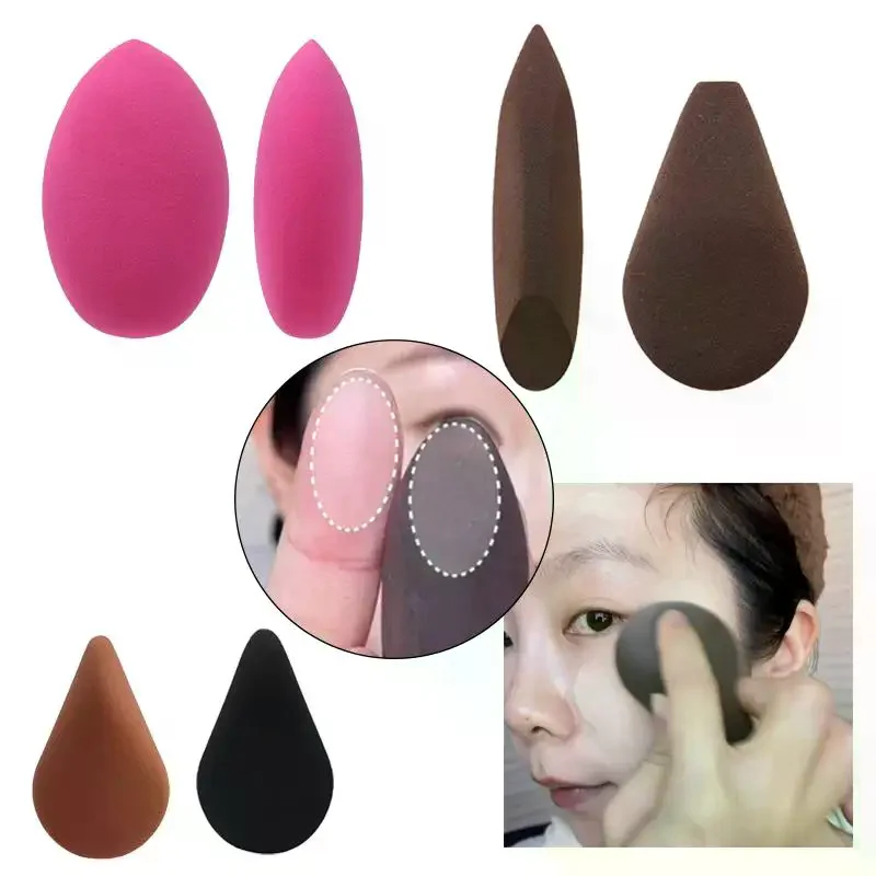 Esponjas de maquiagem detalhadas para rosto, para base em pó e creme, ferramentas cosméticas, esponja em formato de contorno, corretivo e iluminador.