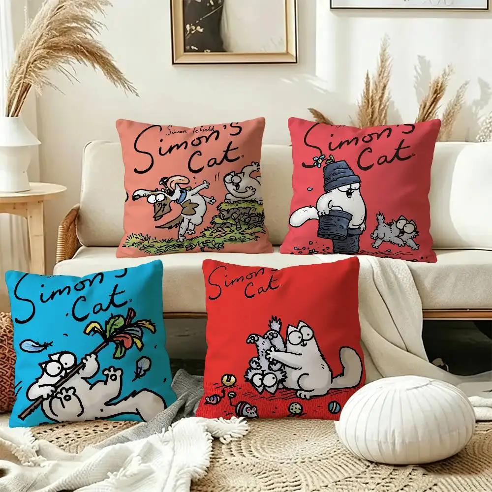 Cute-S-Simons-Cat Cushion Cover Pillowcase Upholstery Sofa Throw Pillow Home Decor Pillowcas