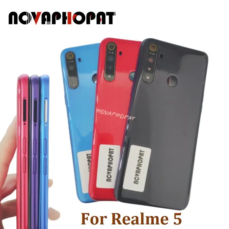 LCD Faceplate Frame Middle Bezel For Oppo Realme 5 Battery Cover Back Rear Door Housing Camera Glass Lens Side Key Button