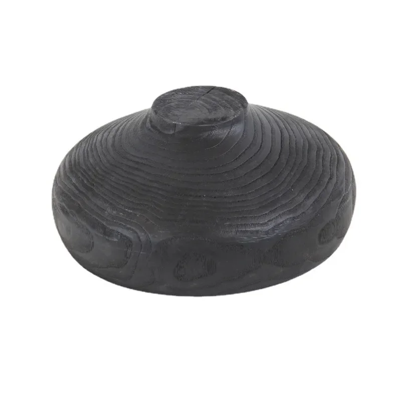 Handmade Black Carbonized Wooden Tray for Fruit Snacks Desktop Decorative Serving Plate Organizer Home Kitchen Accessories