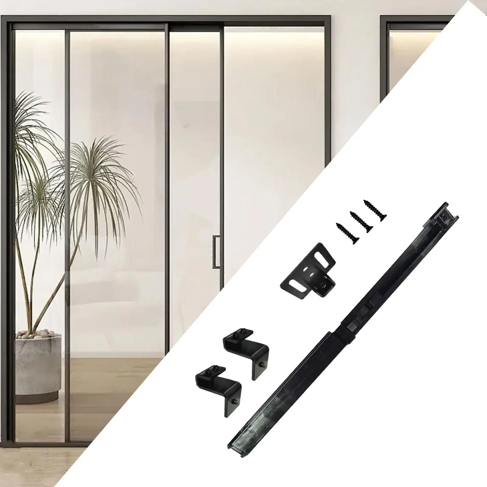Barn Door Mechanism, Sliding Barn Door Hardware, Steel, Easy to Install, Door