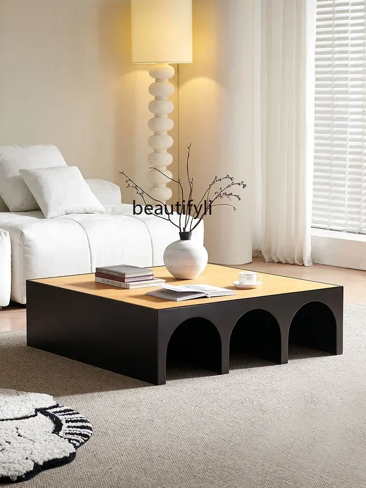 

Middle Ancient Arch Tea Table Square Tea Table Living Room Home Retro Silent Style Solid Wood