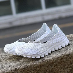 Braided Women's Shoes Women's Flats Female Casual Shoes Woman Sneakers Ladies Jogging Shoe Weave Breathable Walking Plus Size 35