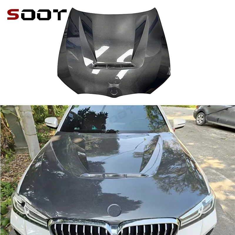 

For BMW 3 Series G20 G28 2020+ Carbon Fiber Hood Engine Cover Hood Car Headliner Hood Cover V Style Car Accessories