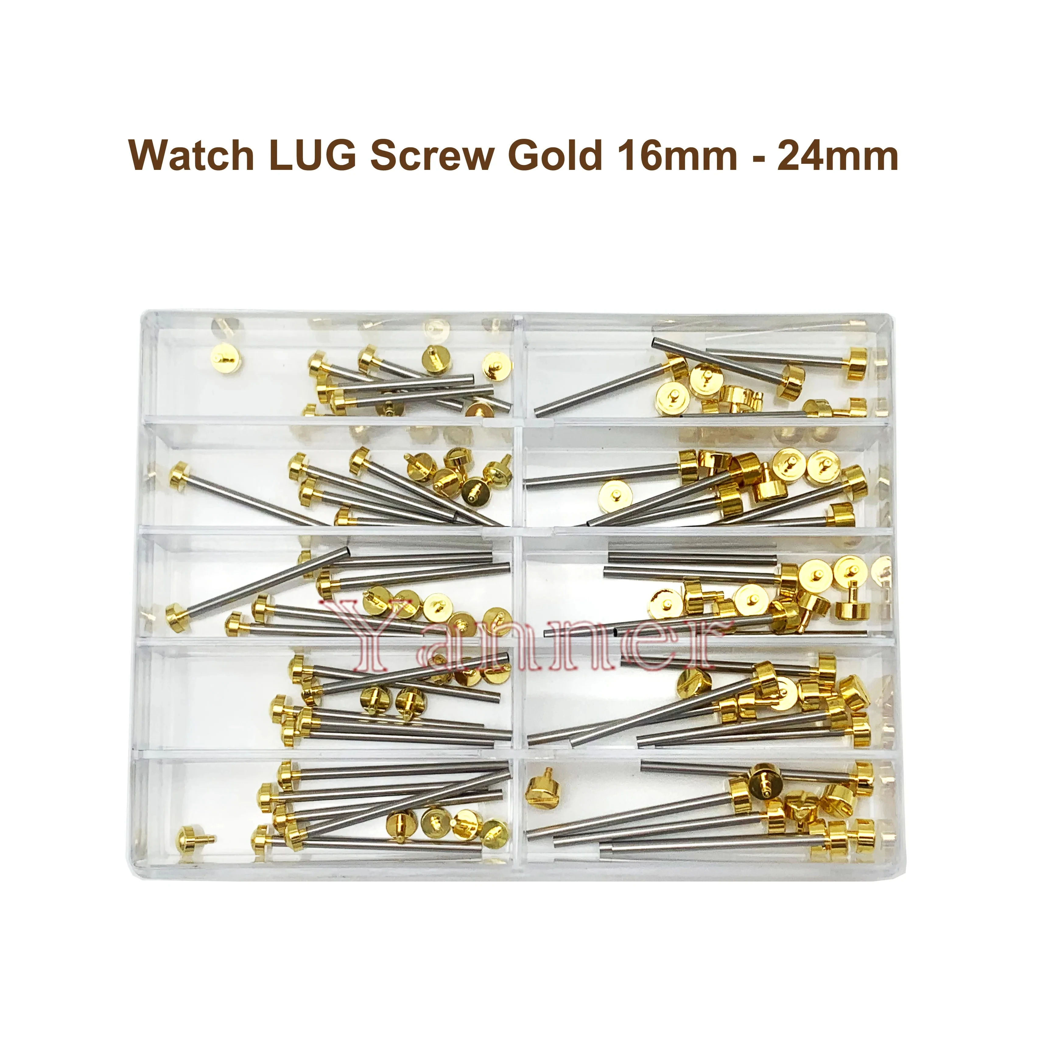 Gold 5 Size Stainless Steel Watch Band Spring Bar Strap Link Pins Repair Tool -- Watch Lug Screw 1.6 - 2.4mm