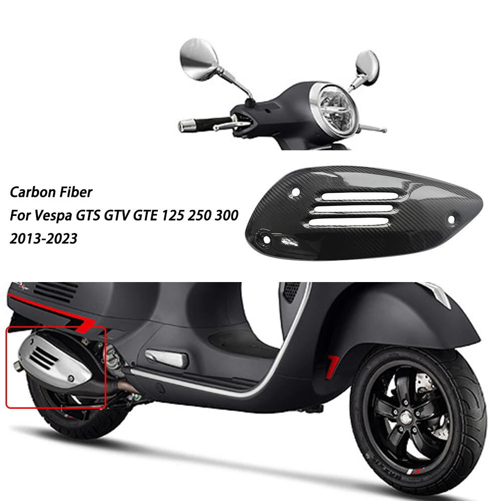 For Vespa GTS GTV GTE 125 250 300 Carbon Fiber Muffler Protector Guard Motorcycle Exhaust Pipe Heat Shield Cover Accessories