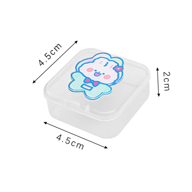 Kawaii Cartoon Transparent Jewelry Box Small Fresh Girl Cute Stationery Sticker Storage Box Mini Portable Jewelry Box