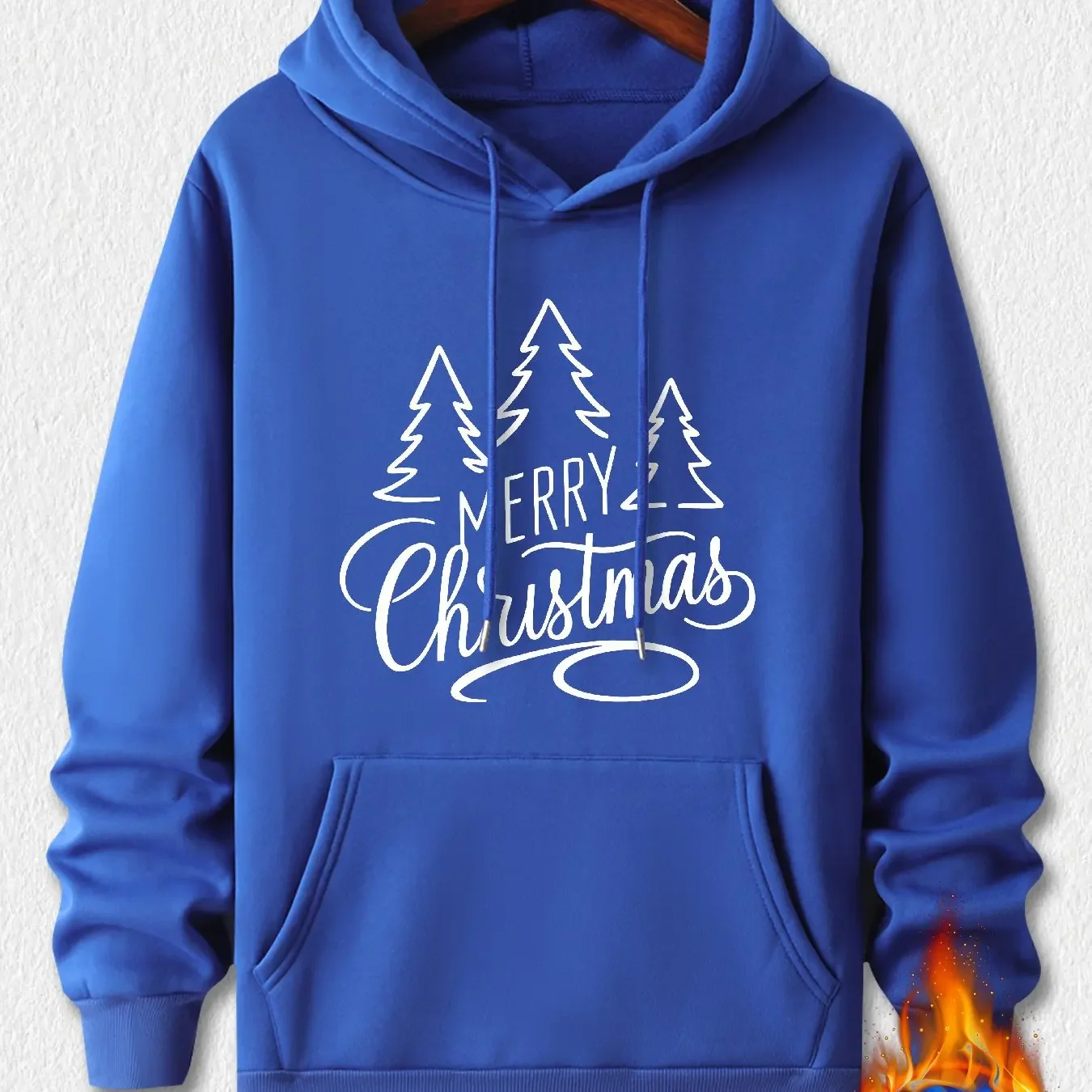 Simple Hand‑drawn Christmas Tree Merry Christmas Script Casual Holiday Hooded Sweatshirt Men Women Xmas Hoodie