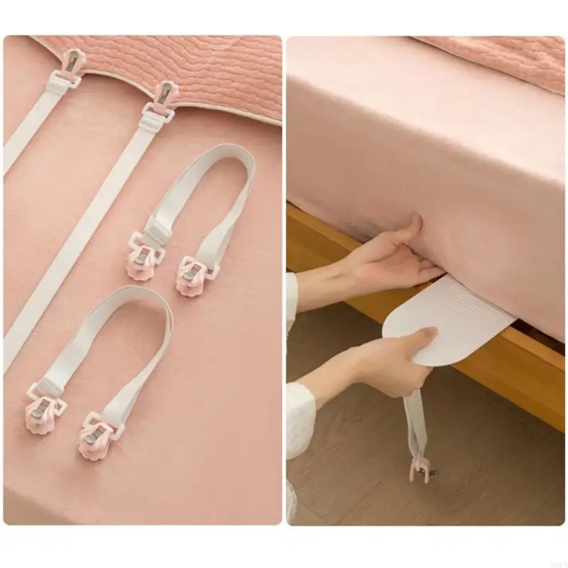 

2Pcs Bed Sheet Fixing Band Adjustable Elastic Straps without/with Pressure Plate for Tight Sheet and Easy Setsup