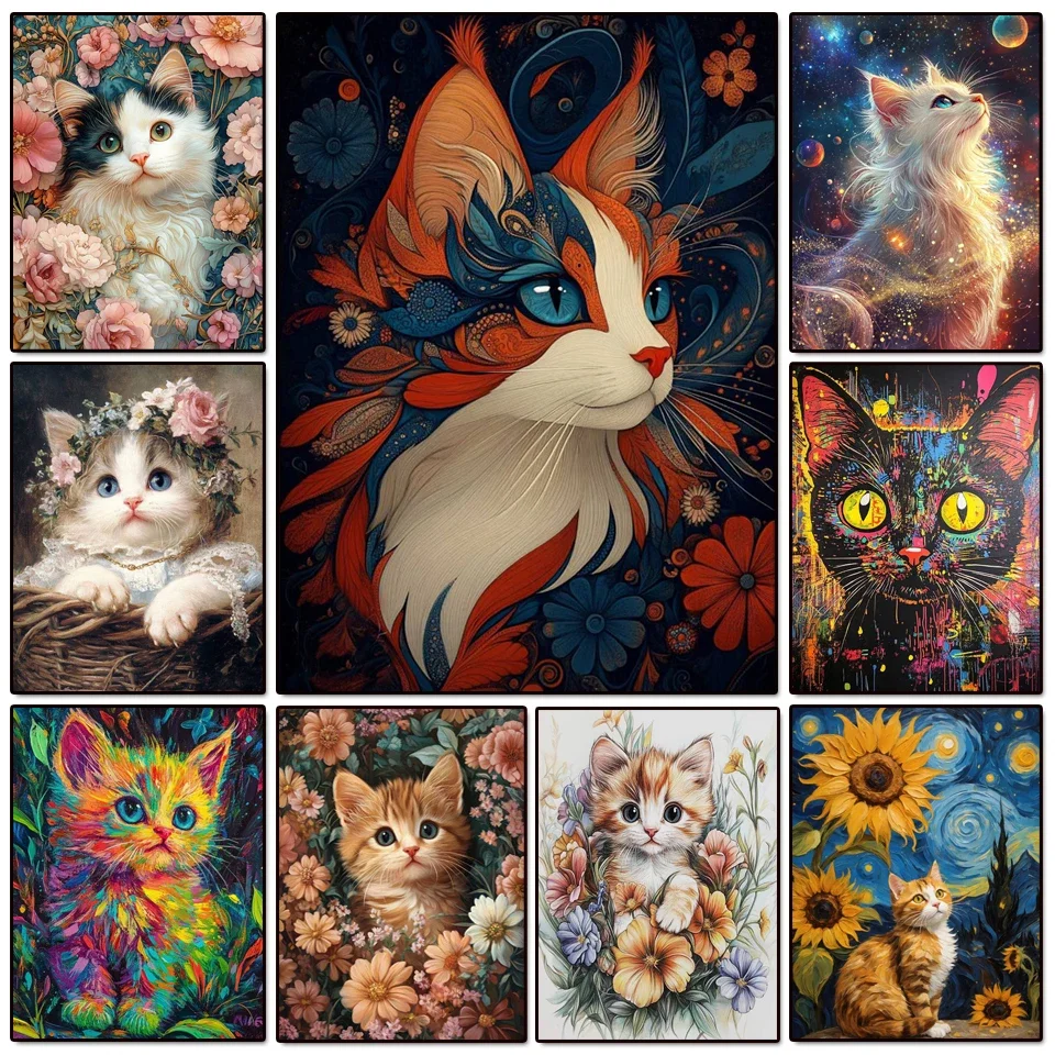 Diamant-Gemälde, Kreuzstich-Set, Tier, DIY, mag Kunst, Diamant-Mosaik, niedliche Katze, Bild von Strasssteinen, Stickerei, Heimdekoration, Geschenk