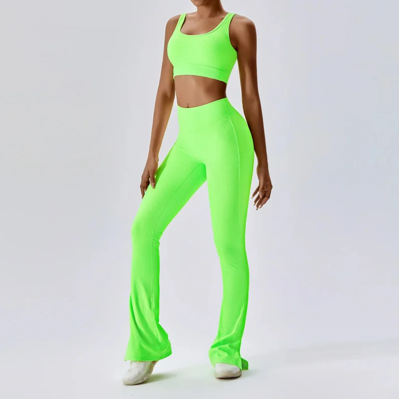 Yoga Set 2 Stuks Gym Set Rib Workout Kleding Voor Vrouwen Leggings Sport Bh Pak Dames Kleding Hoge Taille Leggings Vrouwen Trainingspak